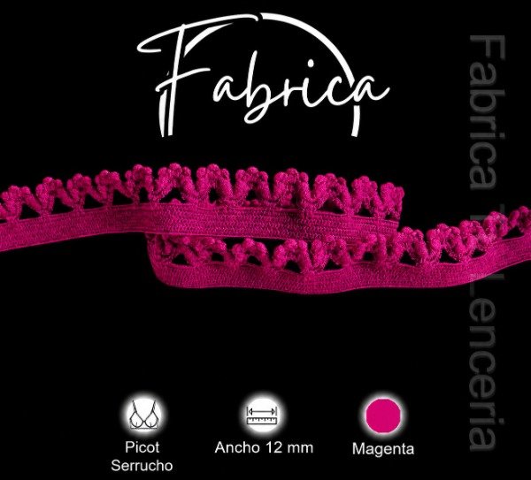 Producto - Picot Serrucho Magenta 15mm (1 metro)