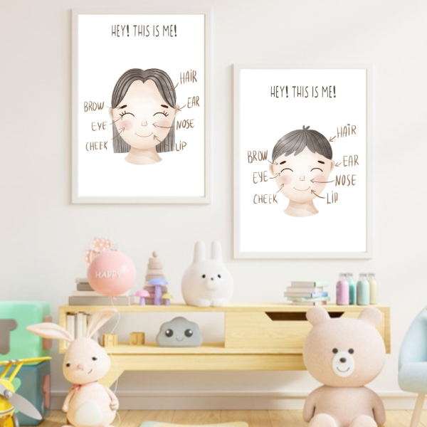 Producto - 2 laminas This is Me! - Partes de la Cara en Ingles - PO-E06