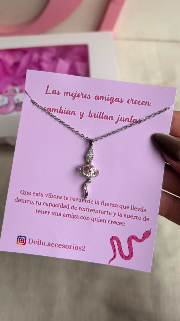 Producto - Collar vibora rosa plateada