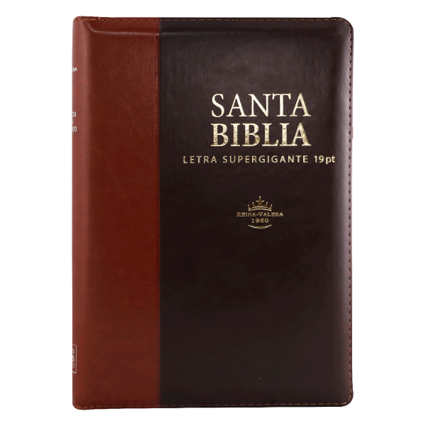 Producto - Biblia Reina Valera 1960 Letra Súper Gigante DuoTono Marrón Claro Y Oscuro