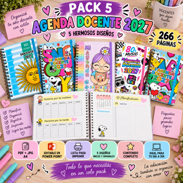 Producto - PACK 5 AGENDAS DOCENTES 2027 - 0
