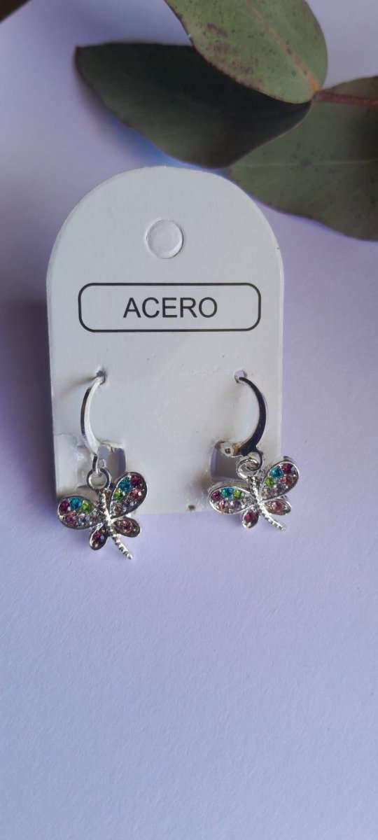 Producto - Aros acero blanco mariposa color brillo