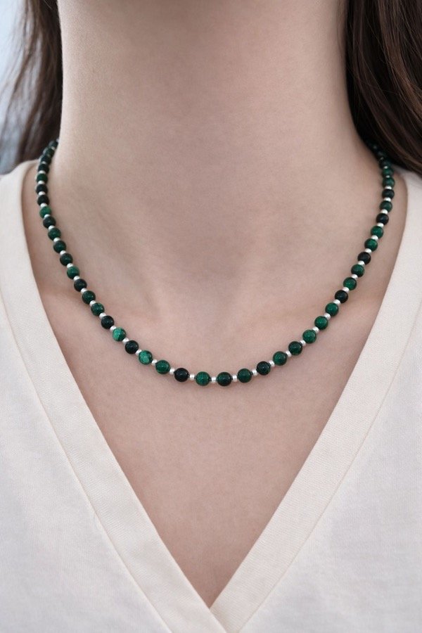 Producto - Choker piedras naturales en tonos verdes plata 925