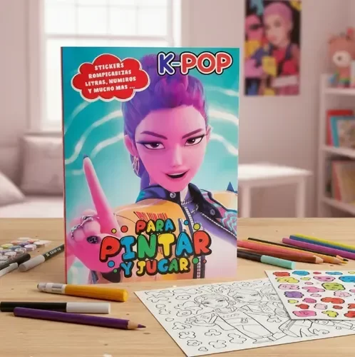 Producto - Libro para Colorear + Stickers GUERRERAS K-POP
