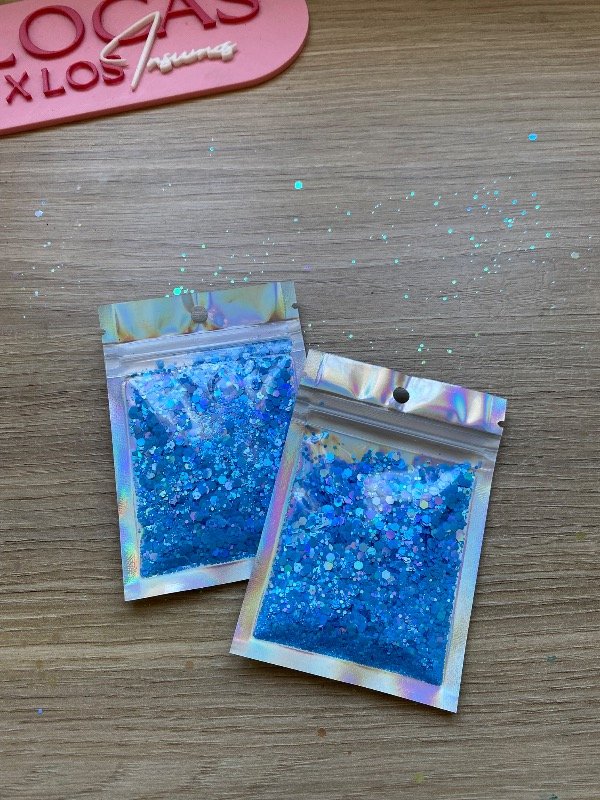 Producto - Glitter chunky celeste holográfico