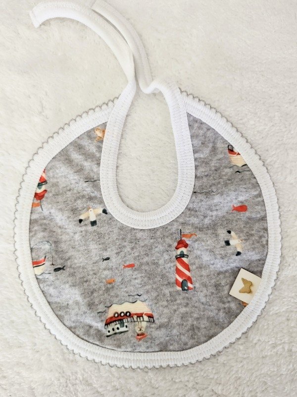 Producto - Babero redondo Mar en gris melange