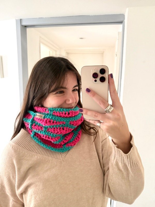 Producto - Cuello Infinito Fucsia y Verde - 0