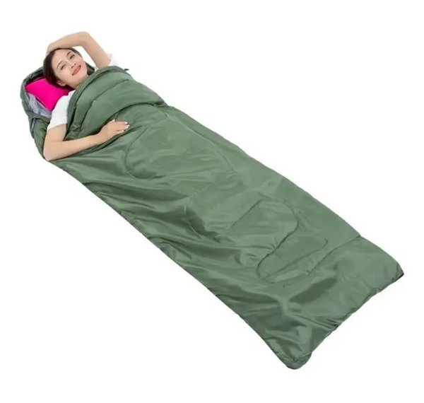Producto - Bolsa de Dormir con Capucha Verde Tamaño Grande Apertura Completa - 7