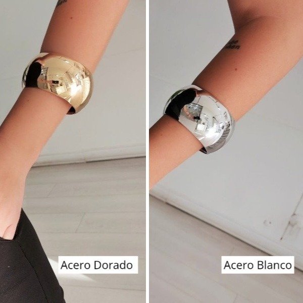 Producto - Pulsera bombe ancha plat/dor. - 0