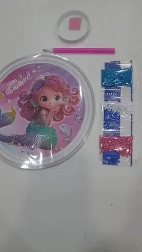 Producto - Set de lienzo con lápiz y pegamento para gemas sirena