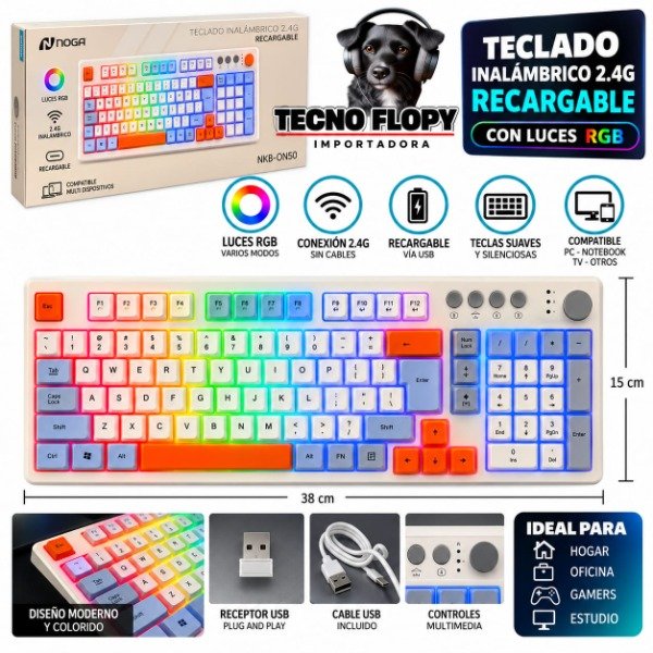 Producto - Teclado inalambrico rgb 2.4 w50