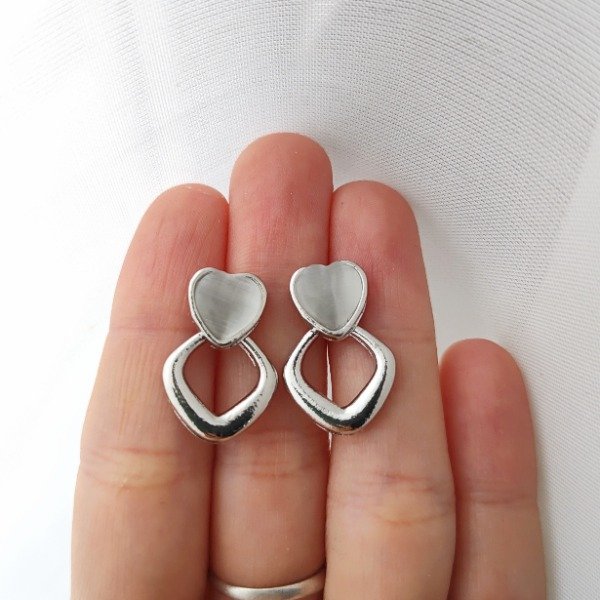 Producto - Aros pasantes corazón nacarado AQ