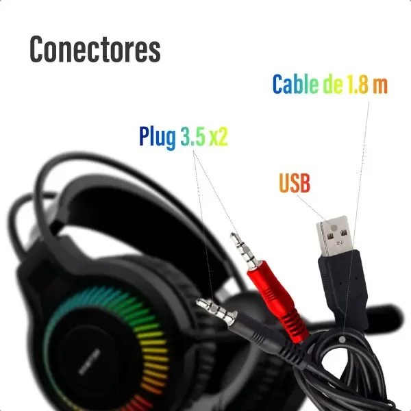 Producto - Auricular GAMER con microfono NETMAK RGB NM-N18 - 3