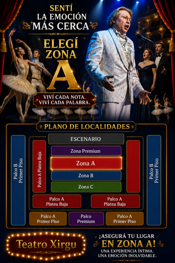 Producto - Entradas para el show ZONA A en TEATRO MARGARITA XIRGU