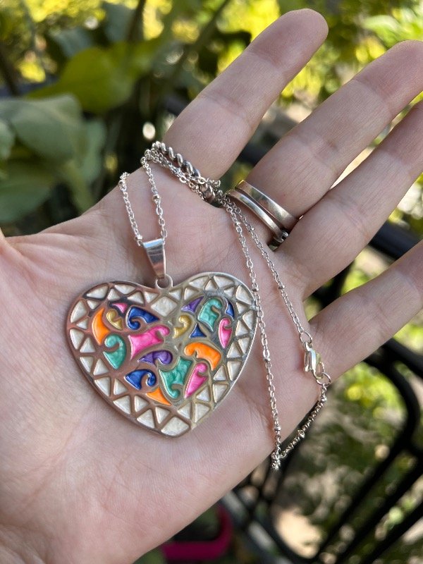 Producto - Collar acero blanco esmaltado corazon