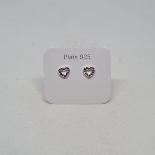 Producto - Aros corazón con piedras multicolor - 0