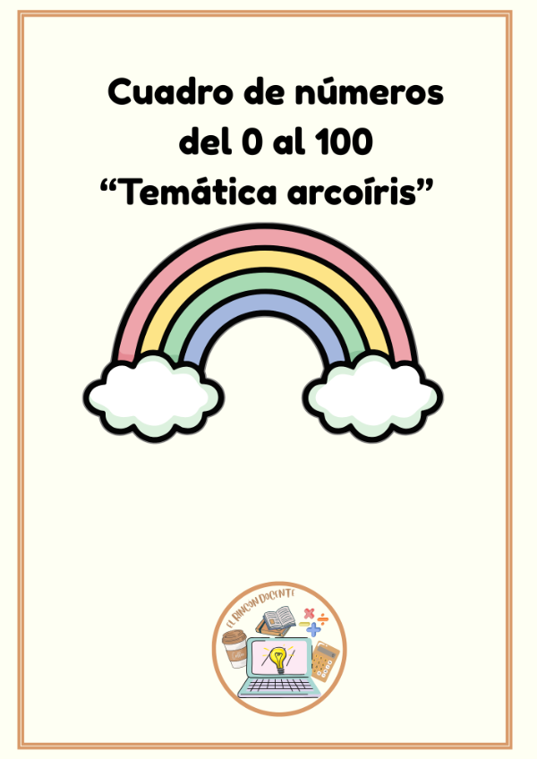Producto - Cuadro de números del 0 al 100: " Arcoíris"