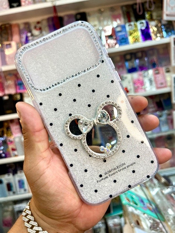 Producto - Funda Lunares con Dije espejo iPhone 13/14/15/17 pro/17 pro Max