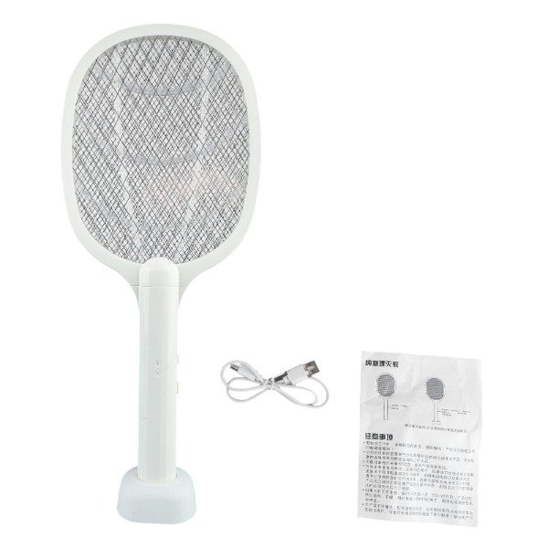Producto - Raquetas matamoscas y Mosquitos recargable con luz violeta y base