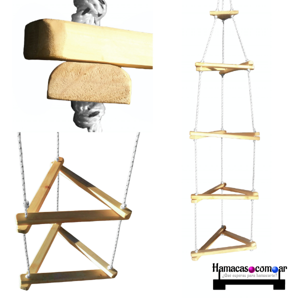 Producto - Hamaca infantil trepadora escalera triangular en madera ENVÍO GRATIS