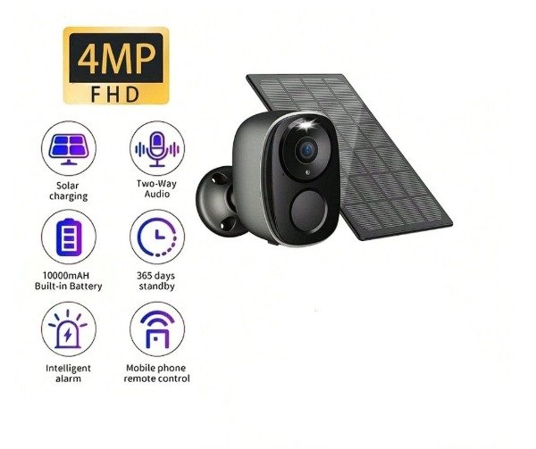 Producto - Cámara de seguridad con energía solar de 4 MP cámara de videovigilancia 2K - 0
