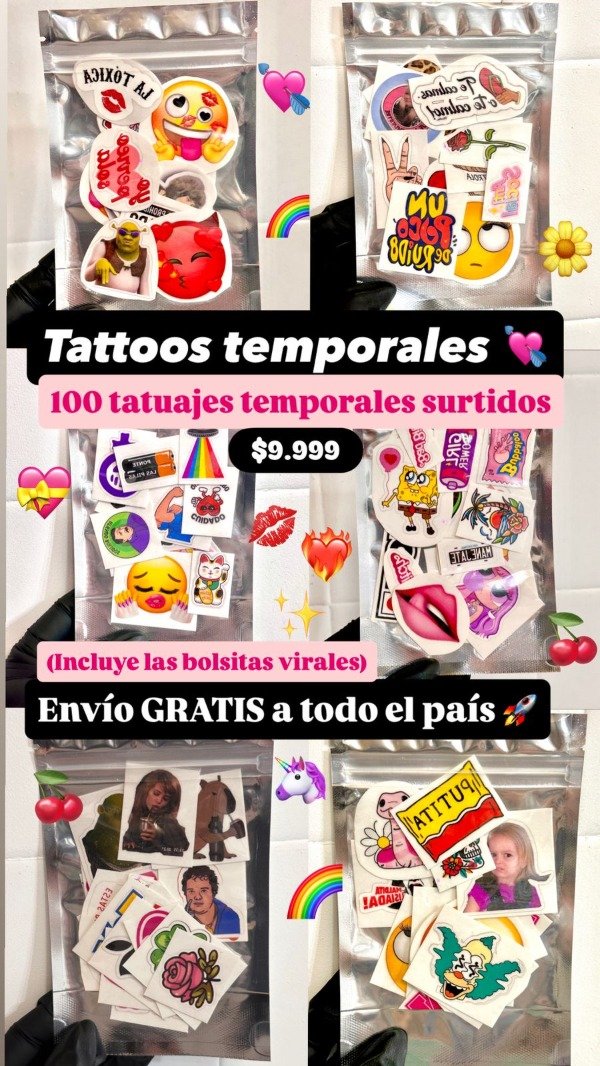 Producto - Tatuajes temporales x100 surtidos