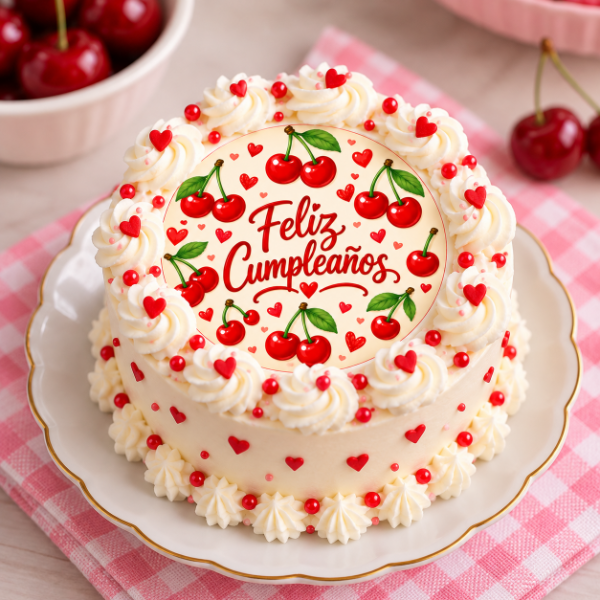Producto - LAMINA FELIZ CUMPLE CEREZAS REDONDA 1 - 0