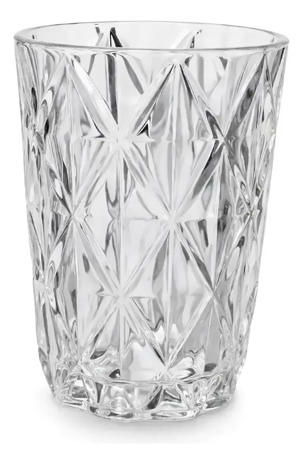 Producto - Set X6 Vaso Labrado Alto Vidrio Rombos Decorativo 350ml