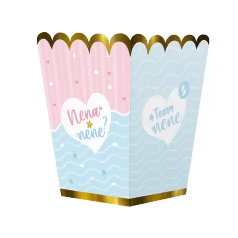 Producto - Cajita pochoclera tematica x10un REVELACION DE SEXO ROSA Y CELESTE