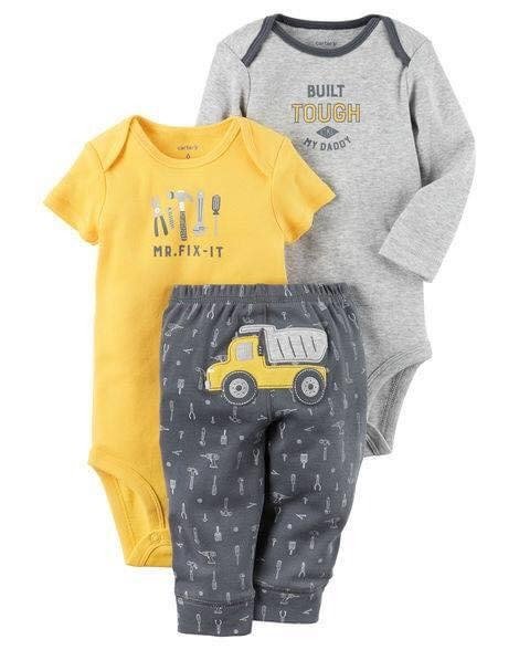 Producto - Trio Bebe con Dos Bodies Gris con Camion Amarillo