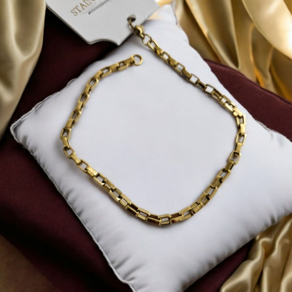 Producto - Pulsera dorada cubitos 21cm 3mm