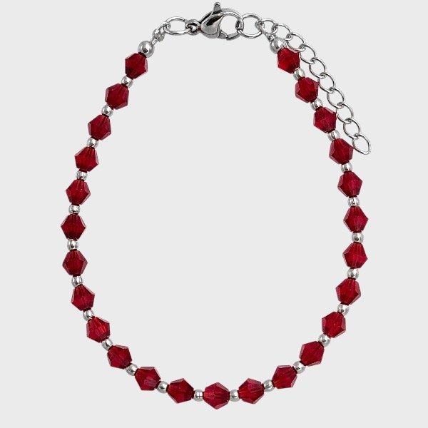 Producto - Pulsera de cristal checo y acero quirúrgico - 4mm - Vicono - Bordó transparente