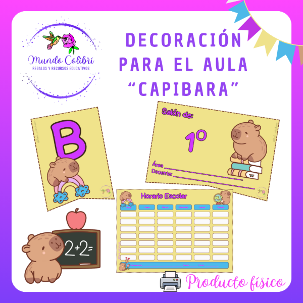 Producto - Deco para el aula "Capibara" 2026 (Impreso)