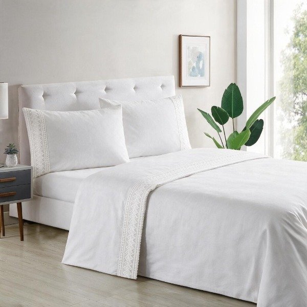 Producto - SABANAS 1000 HILOS QUEEN 2 1/2 SIZE BORDADA BRODERIE COTTON TOUCH - 1
