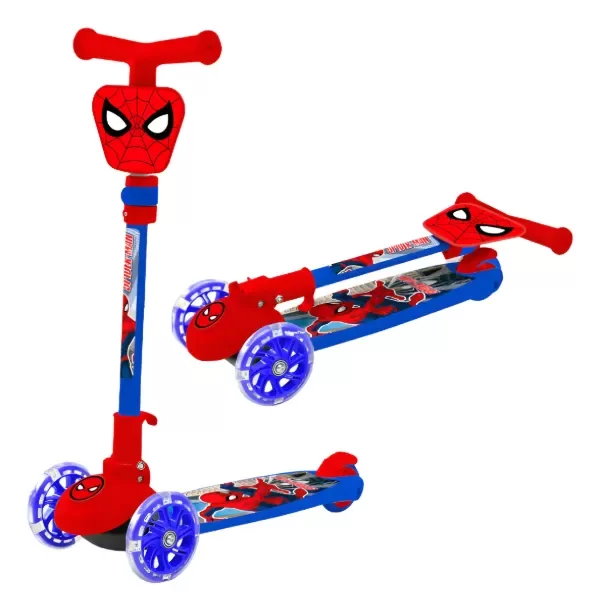 Producto - Monopatin Plegable 3 Ruedas Con Luz Spiderman Marvel Azul