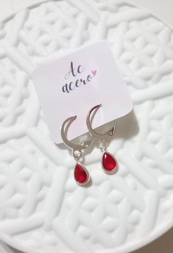 Producto - Aros gota rojo