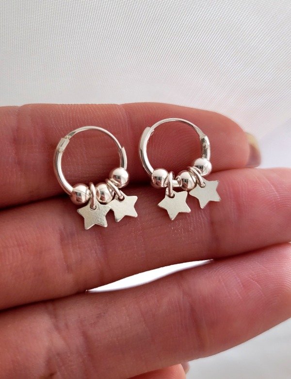Producto - Argollitas estrellitas Plata 925 1,2 cm