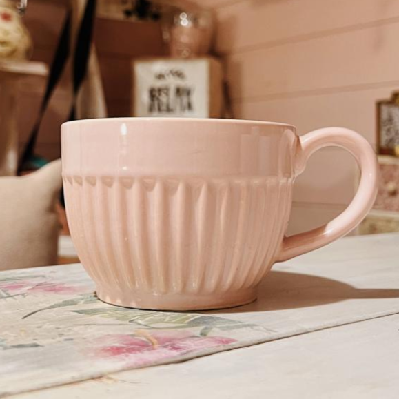 Producto - Taza rosa rayada