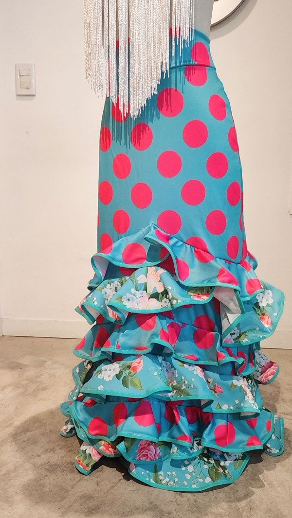 Producto - FALDA. MONETA TURQUESA FUCSIA