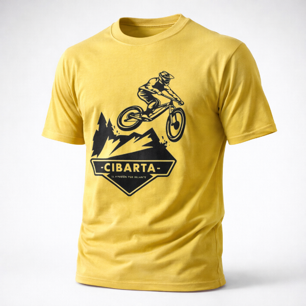 Producto - Remera Deportiva Cibarta Modelo Travis Pastrana Amarilla algodón