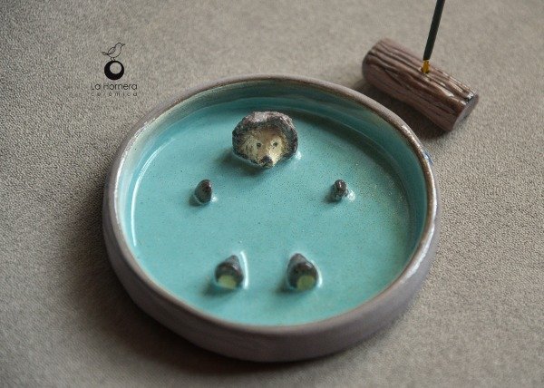Producto - Porta Sahumerio Y Espiral Cerámica Artesanal De Autor 12cm - 5