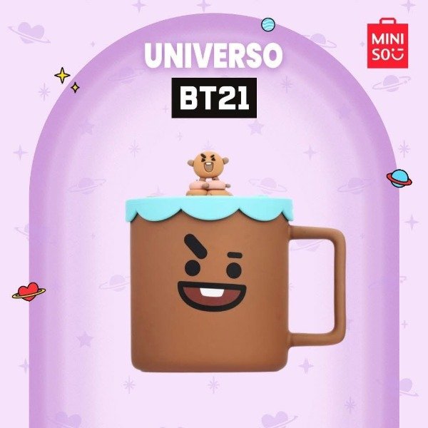 Producto - Taza de cerámica con tapa de silicona BT21 SHOOKY (MINISO OFICIAL)