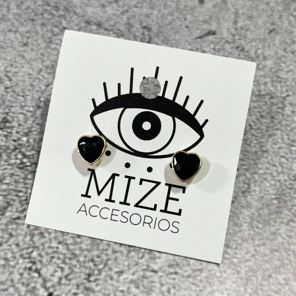 Producto - Aros Corazón negro acero dorado