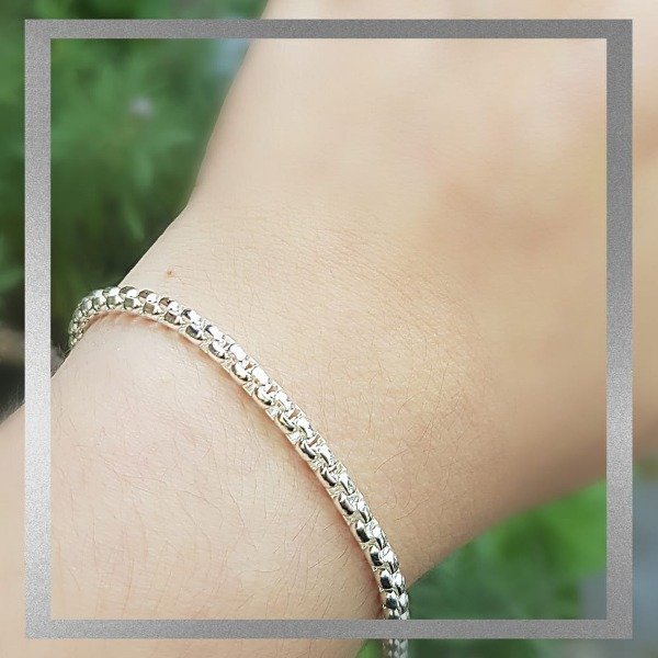 Producto - Pulsera rolo cuadrado acero blanco