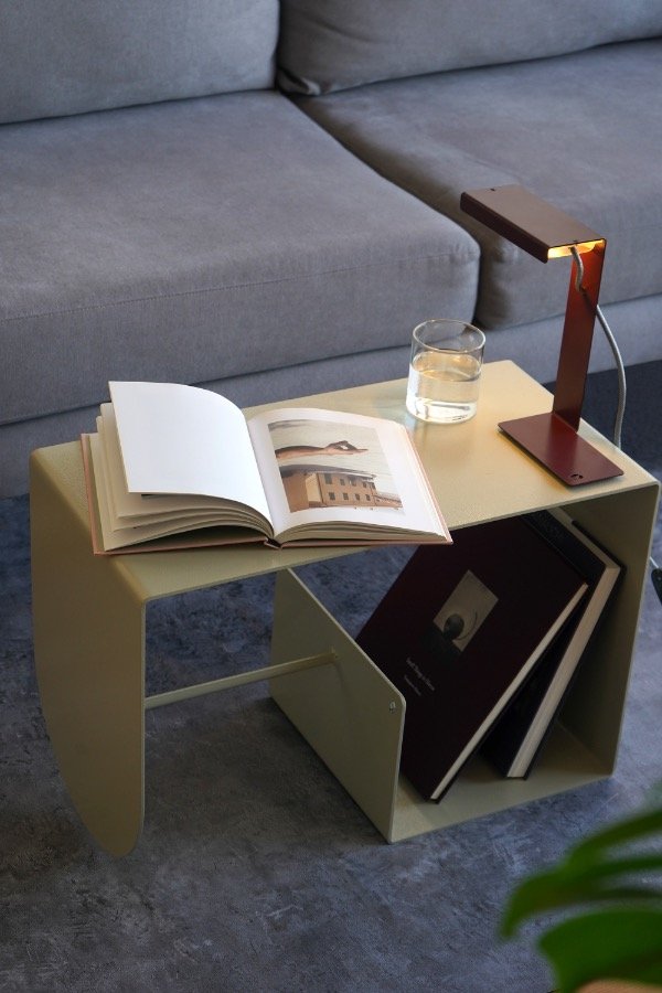 Producto - Mesa auxiliar/de luz G - 3 posiciones, chapa plegada - Color: Beige claro - 1