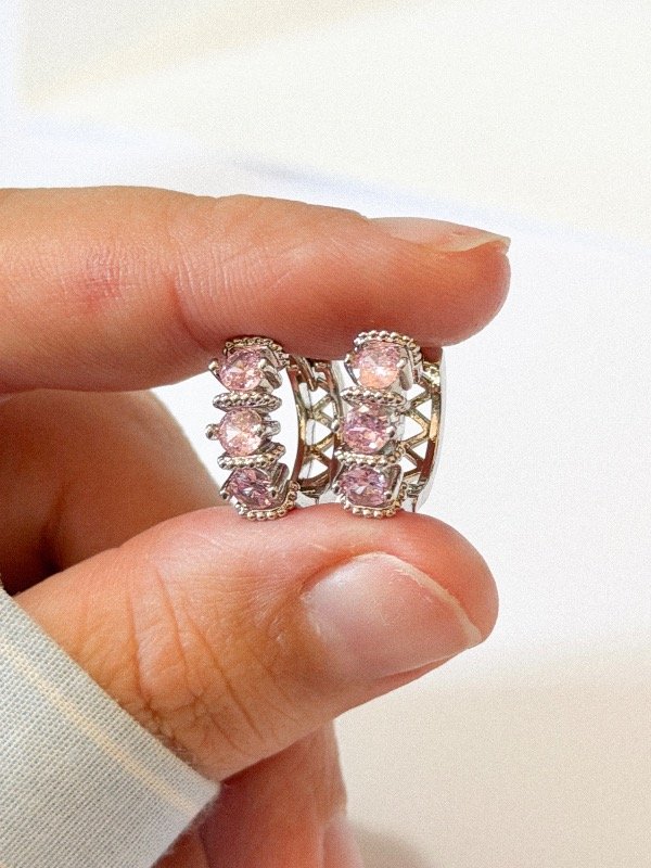 Producto - Argolla tres cubic rosa-acero quirúrgico
