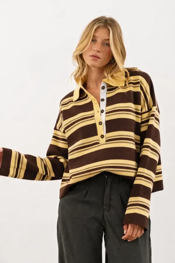 Producto - SWEATER PERTH - MARRÓN/MANTECA