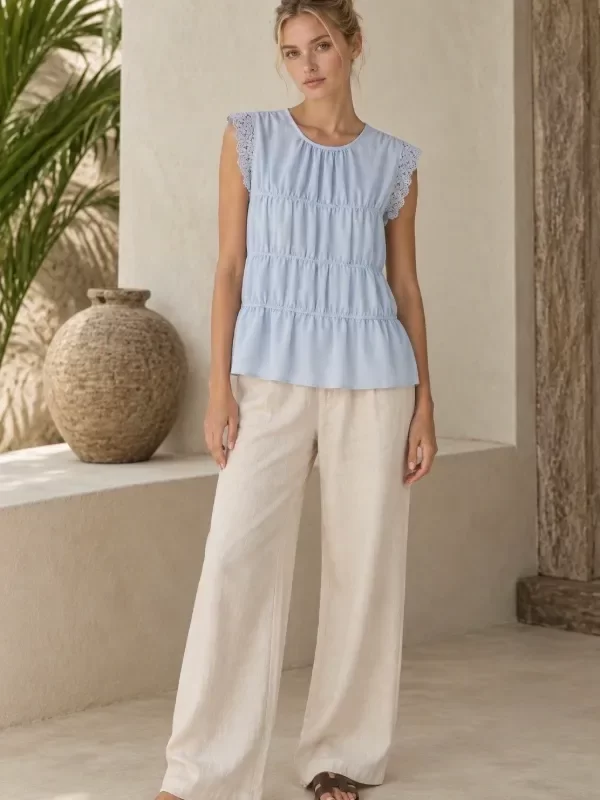Producto - Blusa Carina (Rustic Lino) Celeste - 2