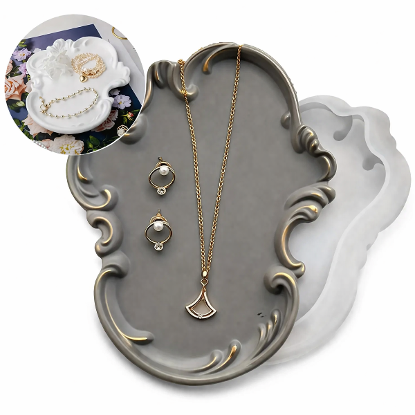 Producto - Molde Silicona Bandeja Vintage Ornamentos Grande Yeso Resina
