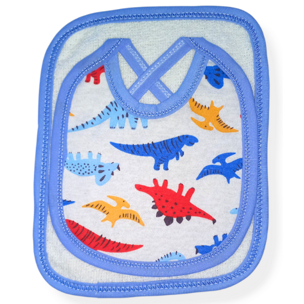 Producto - Babero con babita dinosaurios azul